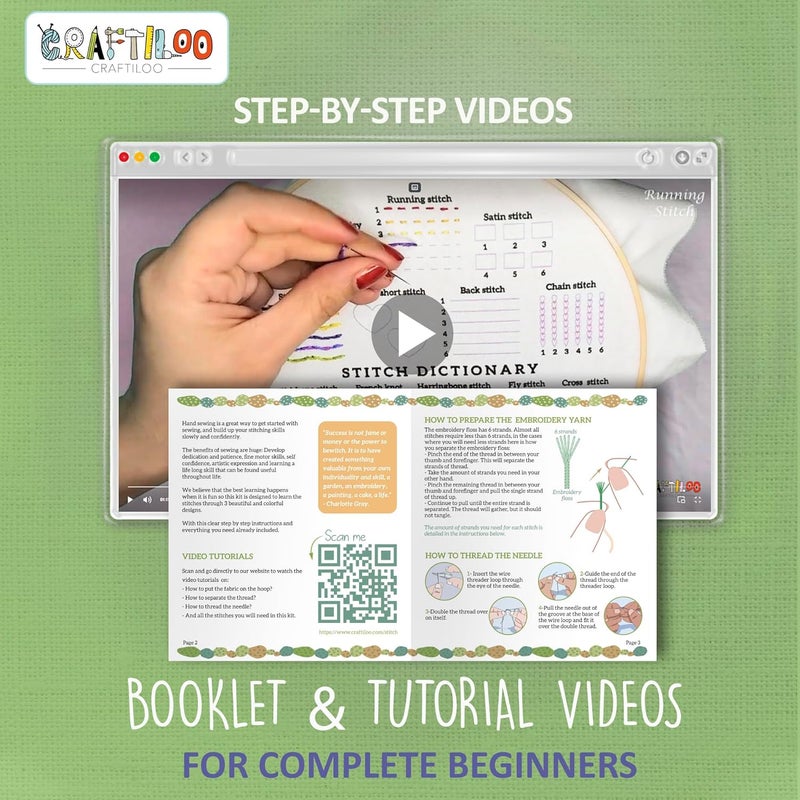 CRAFTILOO Embroidery Kits for Adults Hand Embroidery kit for Beginners with Stamped Embroidery Patterns Starter Embroidery Kit. Needlepoint kit Cross Stitch kit for Teens& Adults Cactus - Image 4